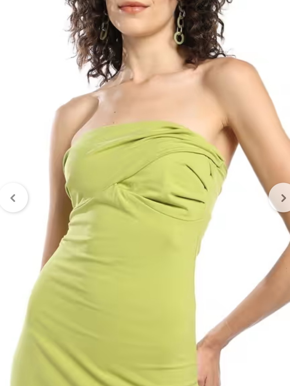 ASOS Twist Bodice Bandeau Bodycon Strapless Midi/Maxi Dress Sz 10 Lime Green NWT - Picture 3 of 9